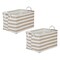 DII PE-Coated Cotton Polyester Laundry Bin Stripe Stone Rectangle Extra Large 12.5x17.5x10.5 (Set of 2)